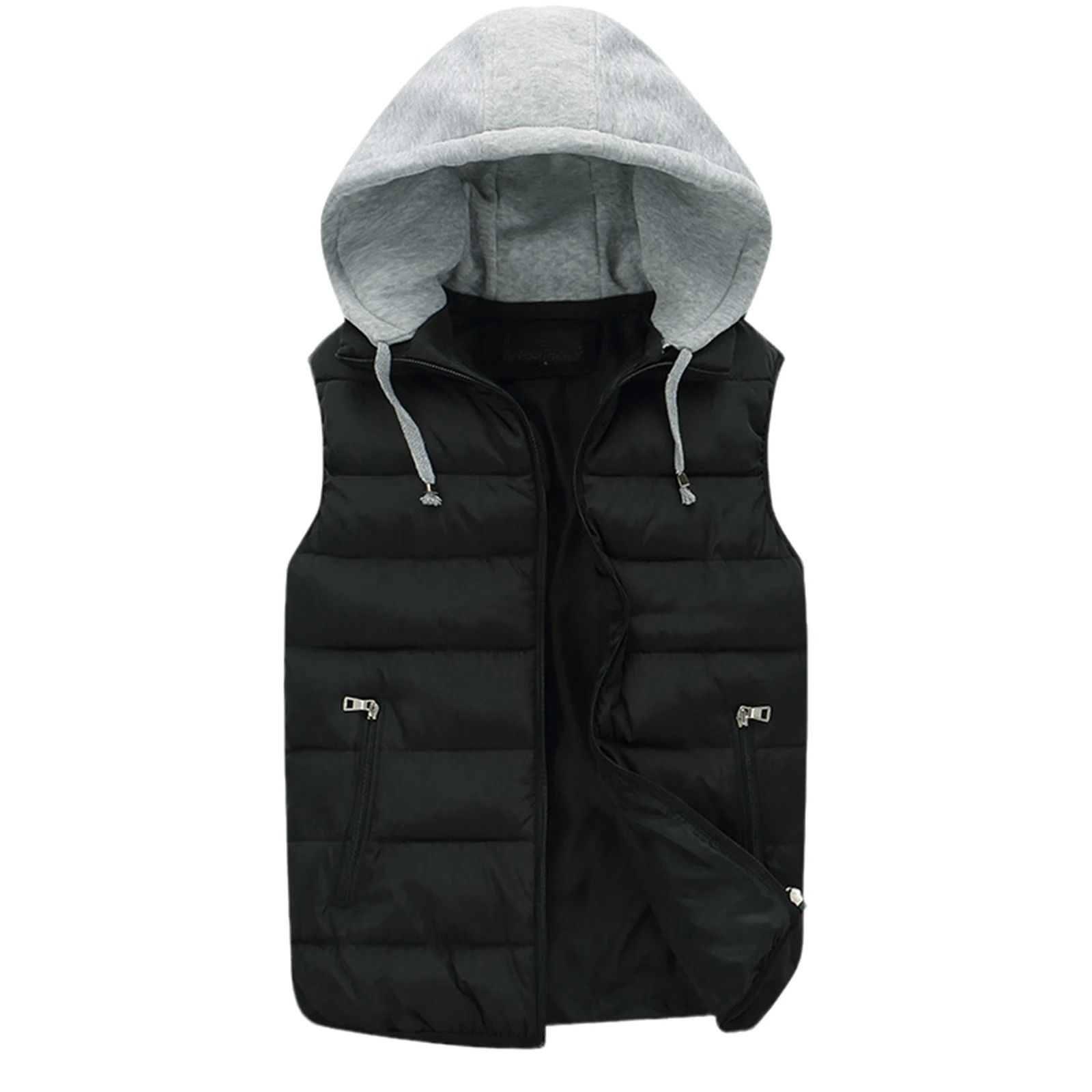 Mens Hooded Winter Vest Lightweight Thermal Sleeveless Jacket