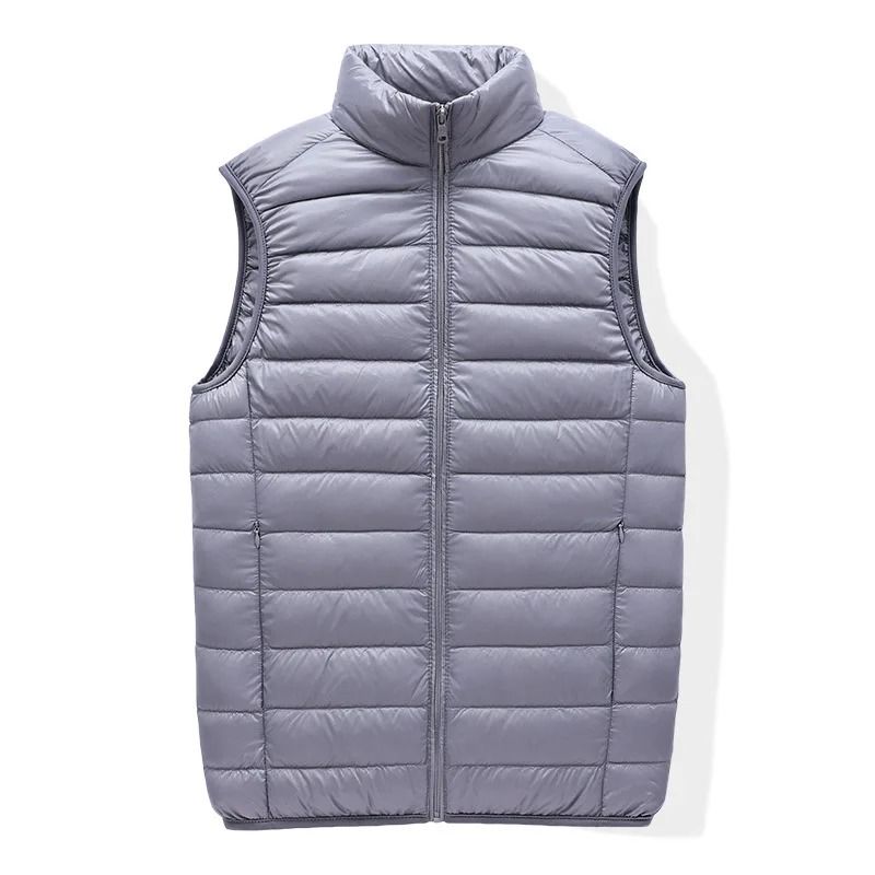 Mens White Duck Down Vest Lightweight Stand Collar Winter Puffer Vest