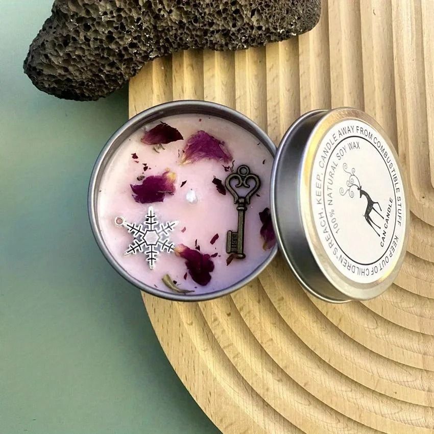 Crystal Dried Flower Scented Candle Handmade Aromatherapy Tin Candle Decor