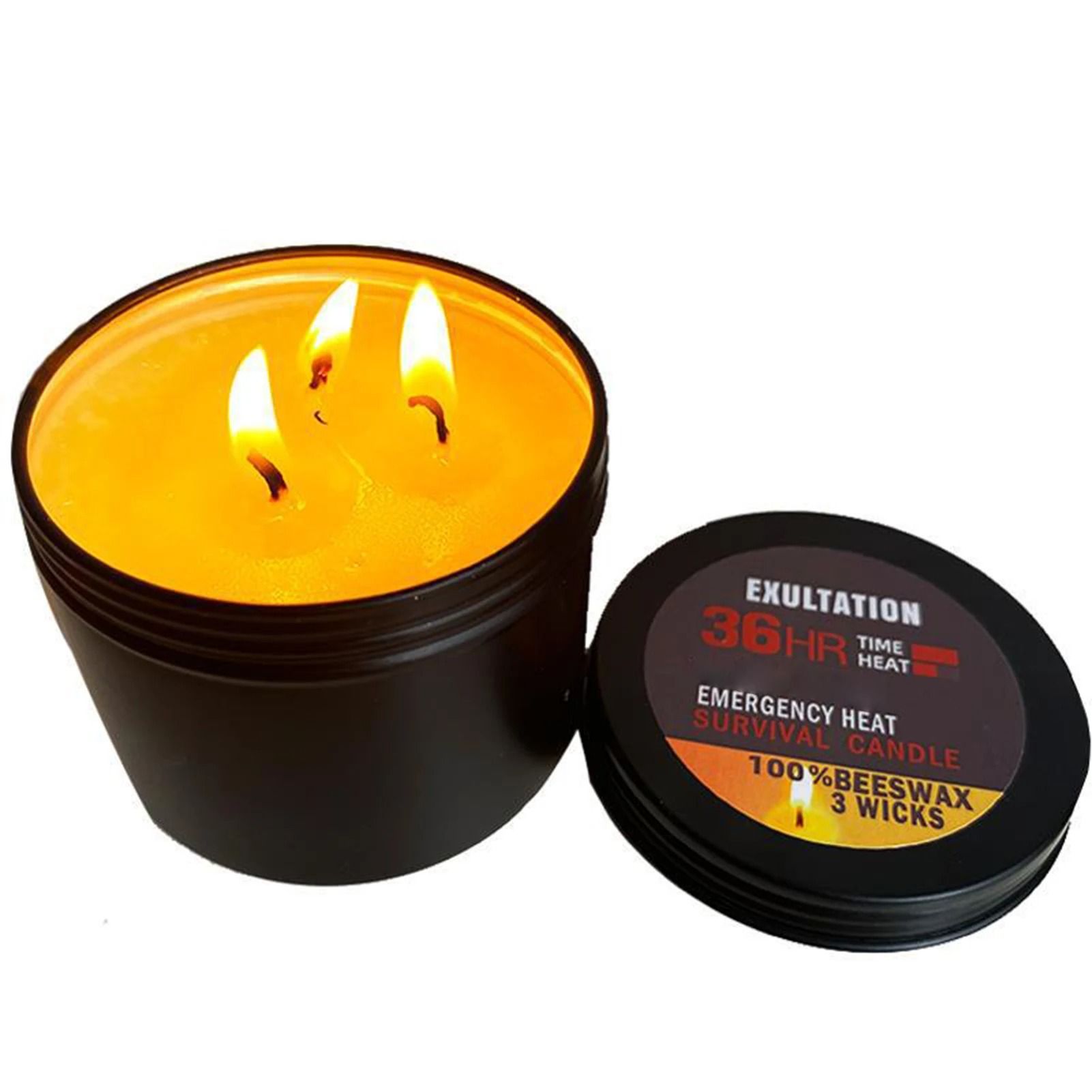 36 Hour Emergency Survival Candle Long Burning Odorless Backup Candle with Lid