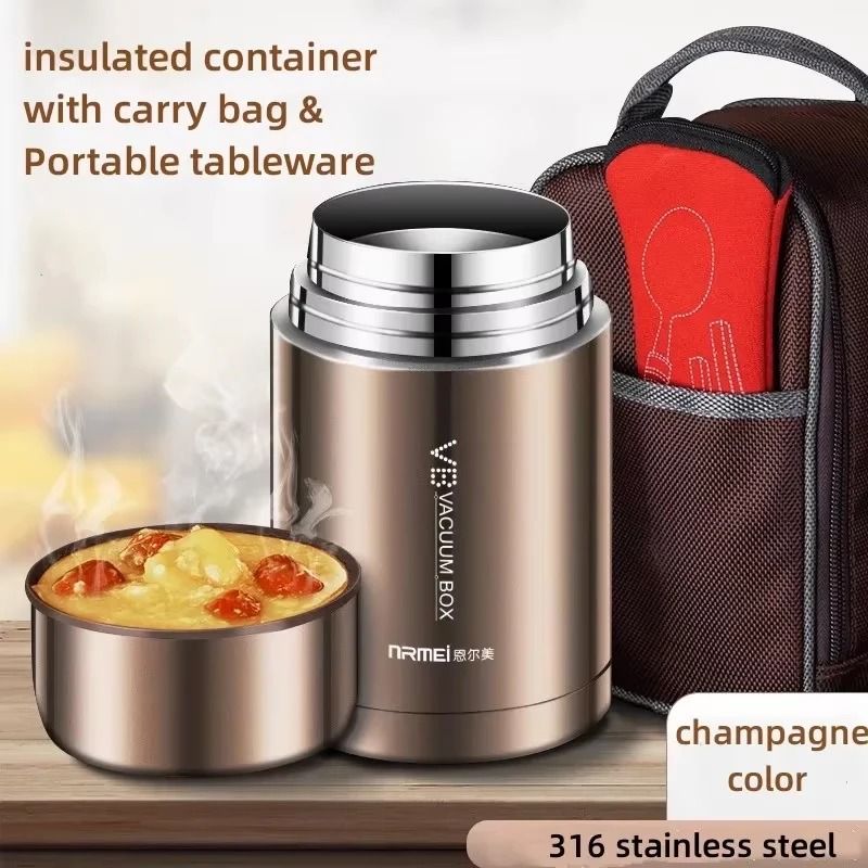 316 Food Thermos Jar Vacuum Insulated Stainless Steel Lunch Container With Spoon and Carry Bag