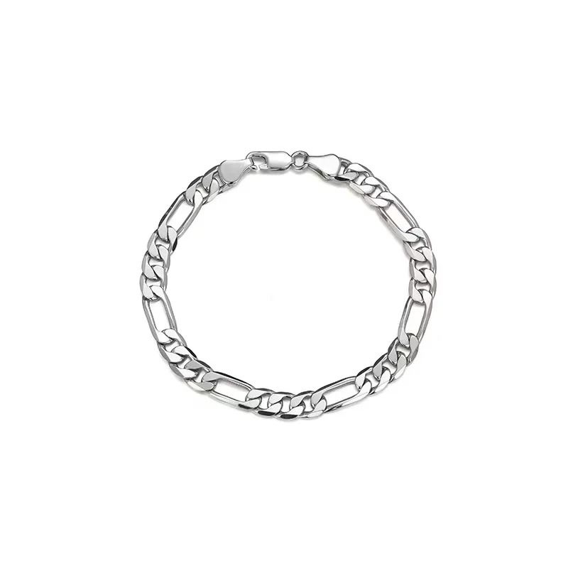 5mm Figaro Chain Bracelet Stainless Steel Silver Unisex Wristband