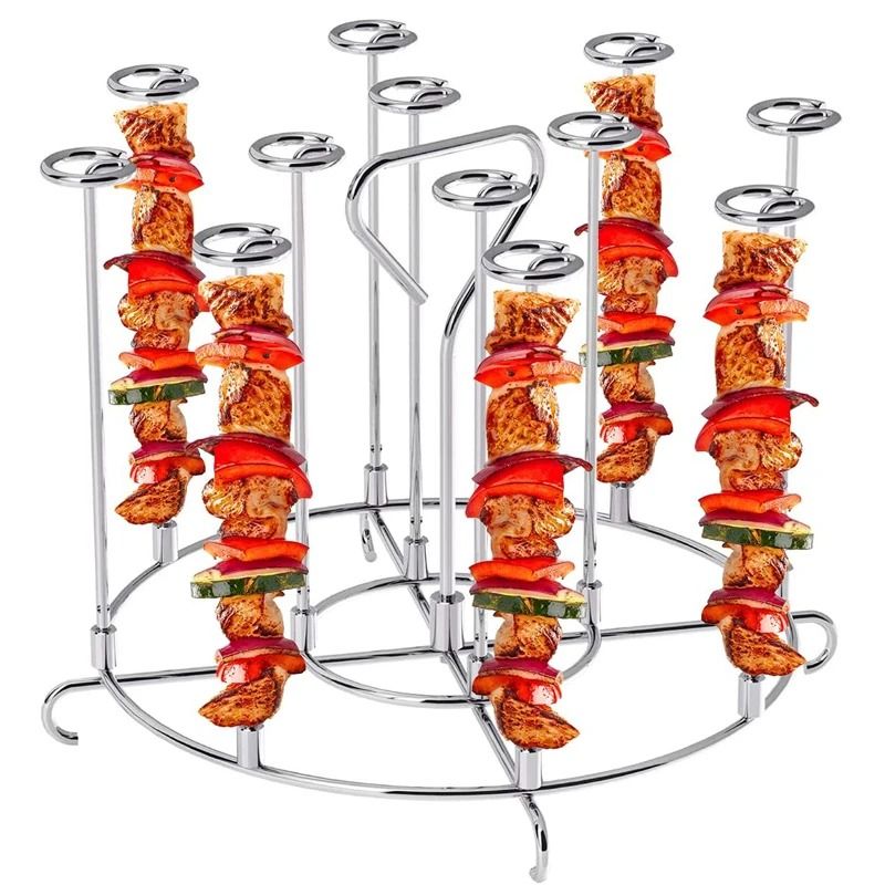 12 Piece Stainless Steel BBQ Skewers Set Air Fryer Kebab Skewers