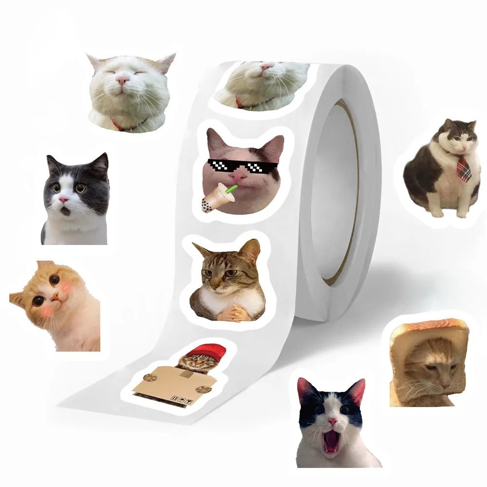 500 pcs Funny Cat Meme Stickers Waterproof Cartoon Sticker R | Inspire ...