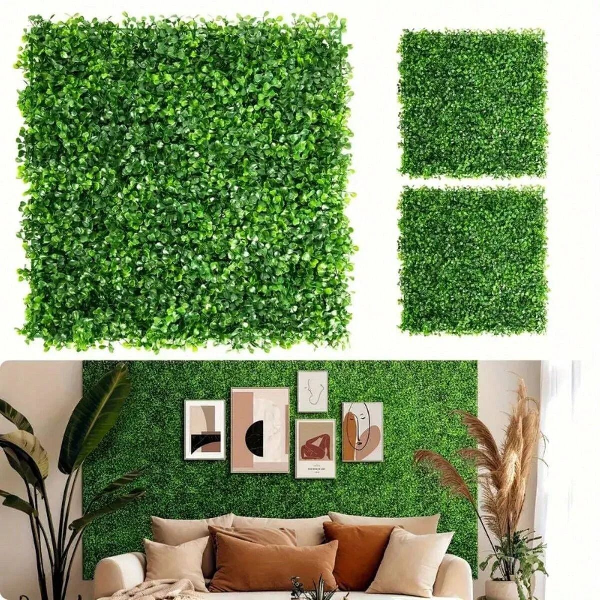 Artificial Grass Wall Panels Boxwood Hedge Greenery Backdrop Decor Set 10pcs