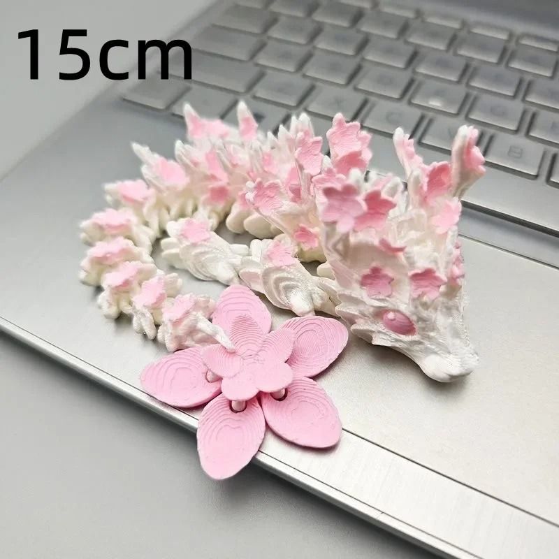 3D Printed Cherry Blossom Dragon Movable Joint Desk Decor Figure