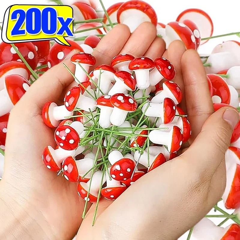 Mini Mushroom Figurines Fairy Garden Bonsai Miniature Decor Set