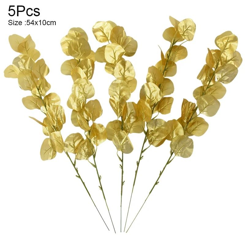 Artificial Palm Leaves Gold Tropical Decor Fake Silk Leaf Set