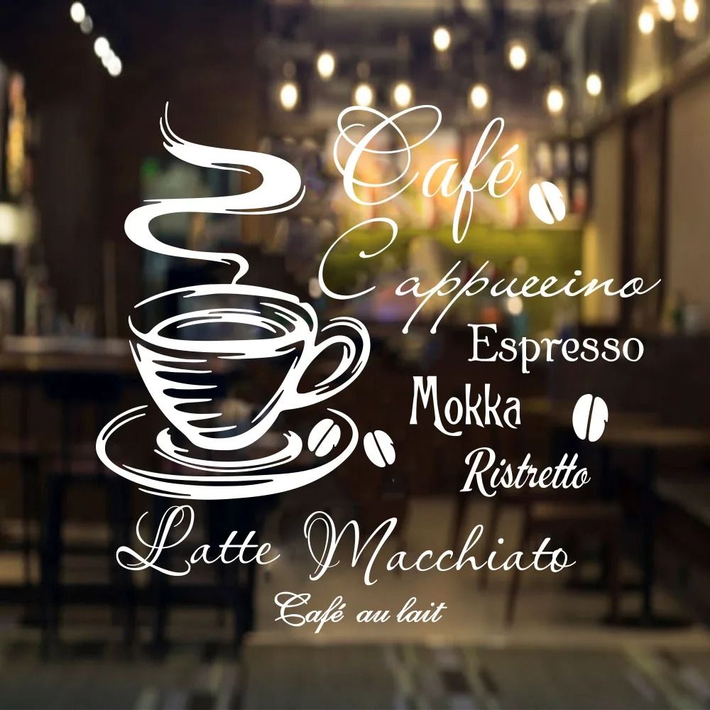 Coffee Bar Wall Sticker Vinyl Cafe Quote Decal for Kitchen and Dining Room Decor