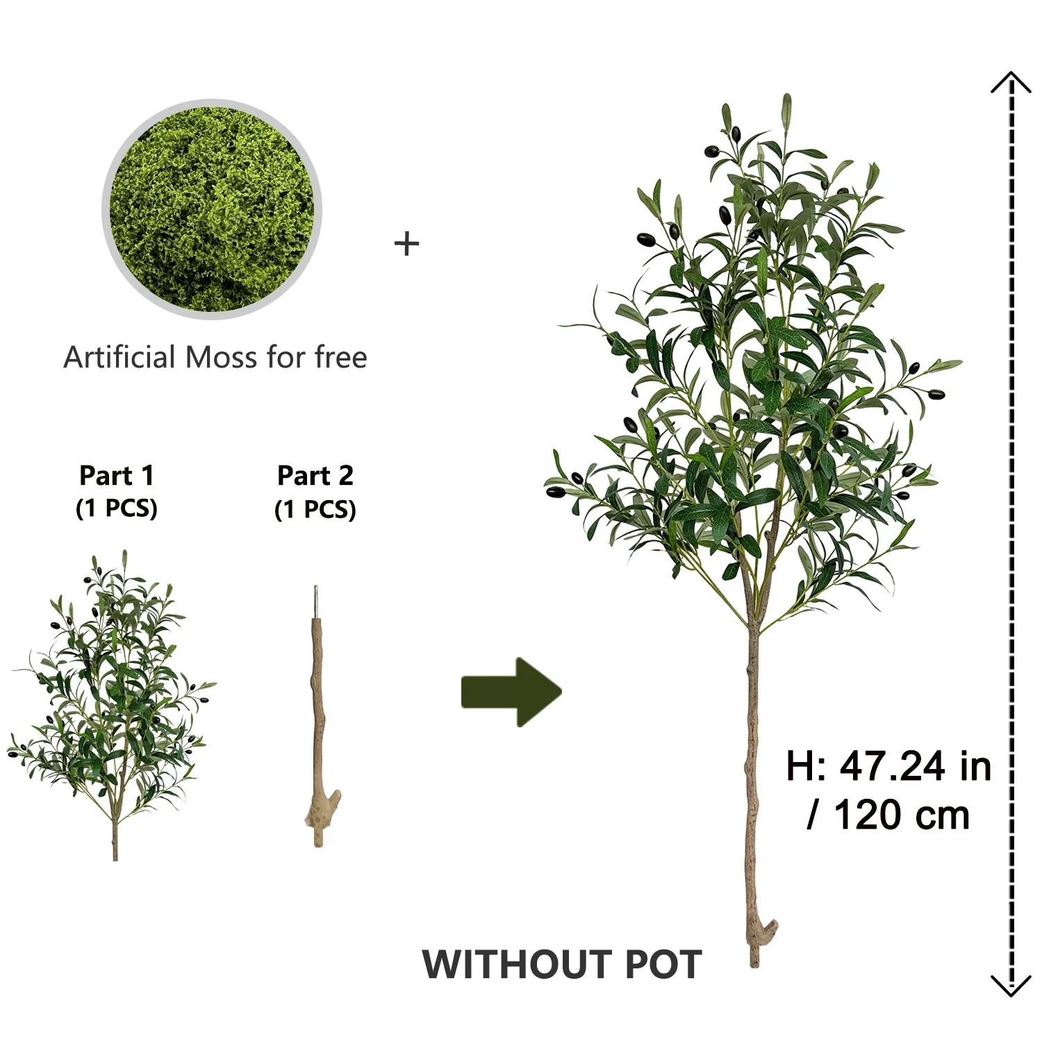 Tall Artificial Olive Tree Branch Realistic Indoor Modern Home Decor Plant