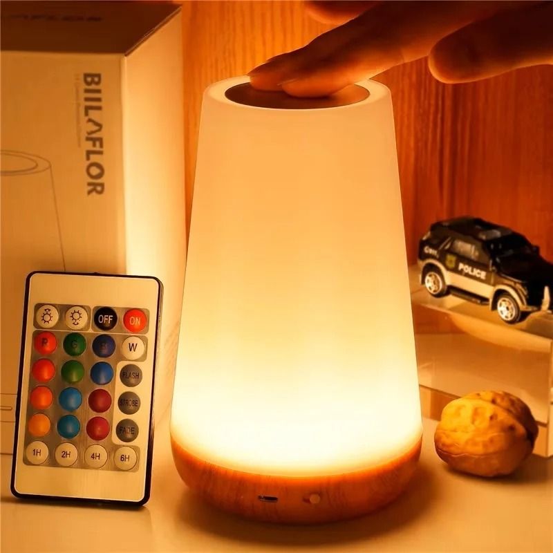 RGB Color Changing Touch Bedside Lamp Portable Rechargeable LED Night Light