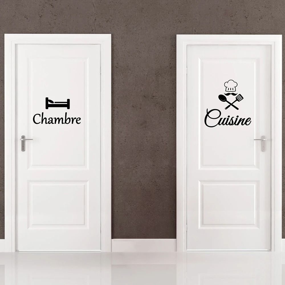 French Kitchen Door Wall Sticker Chef Vinyl Bedroom Door Decal Decor