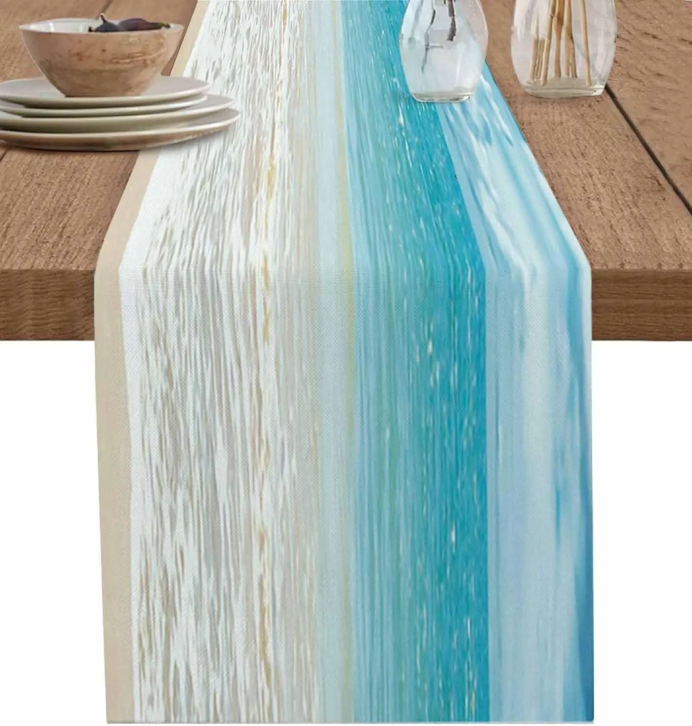 Beach Table Runner Ocean Linen Summer Coastal Dining Table Decor