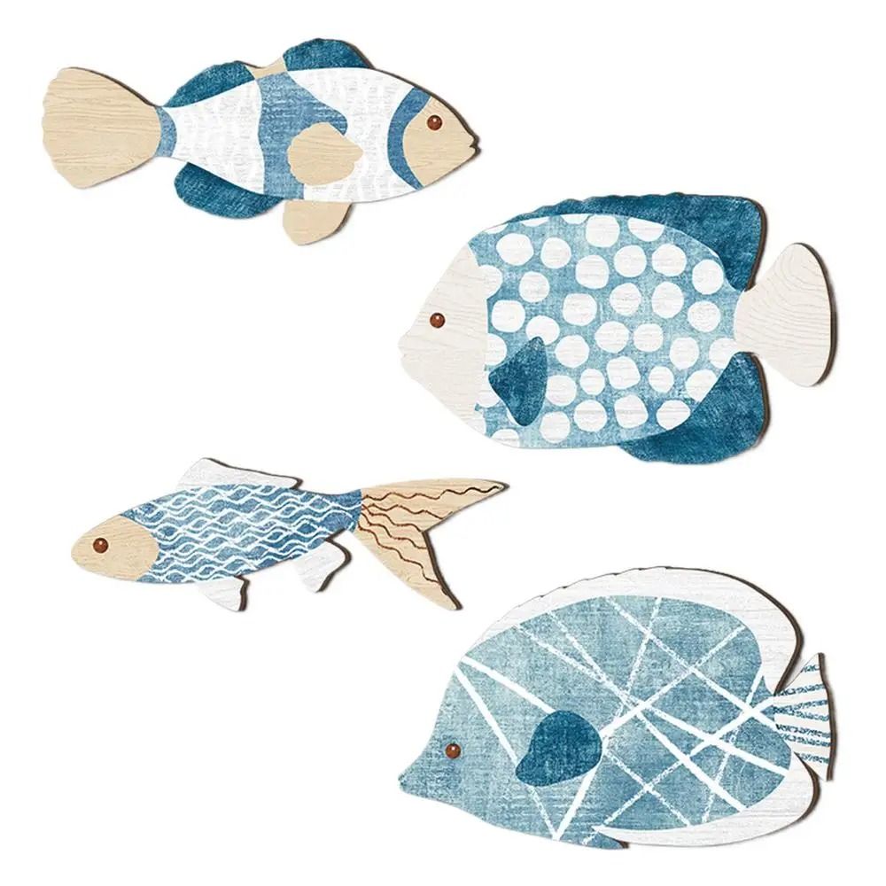 Coastal Wooden Fish Wall Decor Nautical Beach House Art Set | Inspire ...