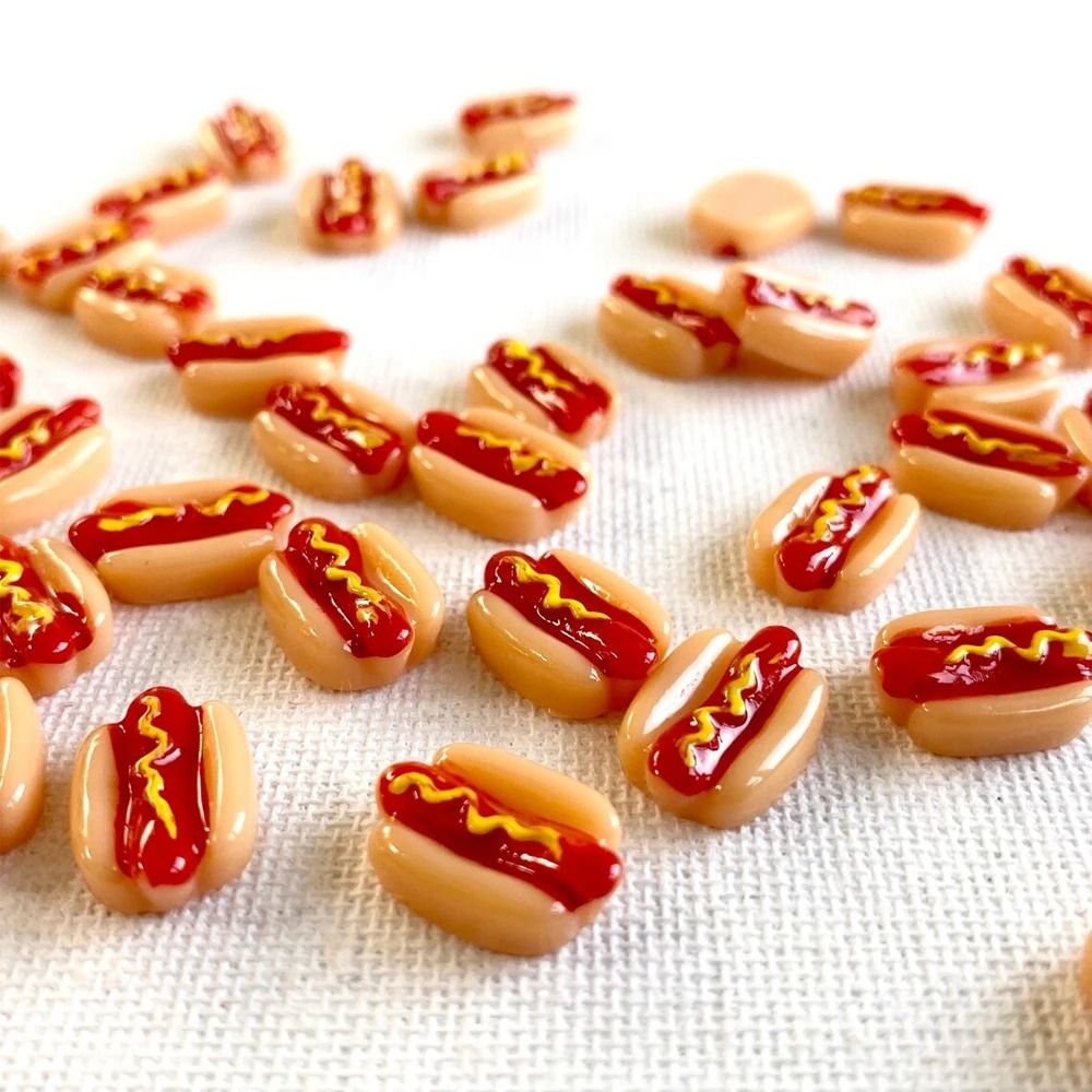 Mini Resin Hotdog Miniatures Kawaii Dollhouse Food Accessories DIY Craft Decor Set