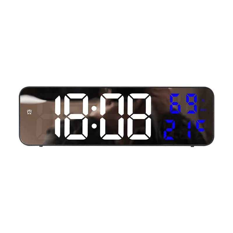Large LED Digital Wall Clock USB Powered Alarm Clock with Temperature and Humidity Display