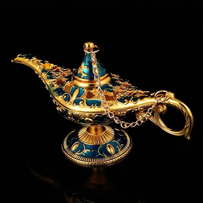 Vintage Aladdin Lamp Decor Retro Metal Genie Lamp Home Accent