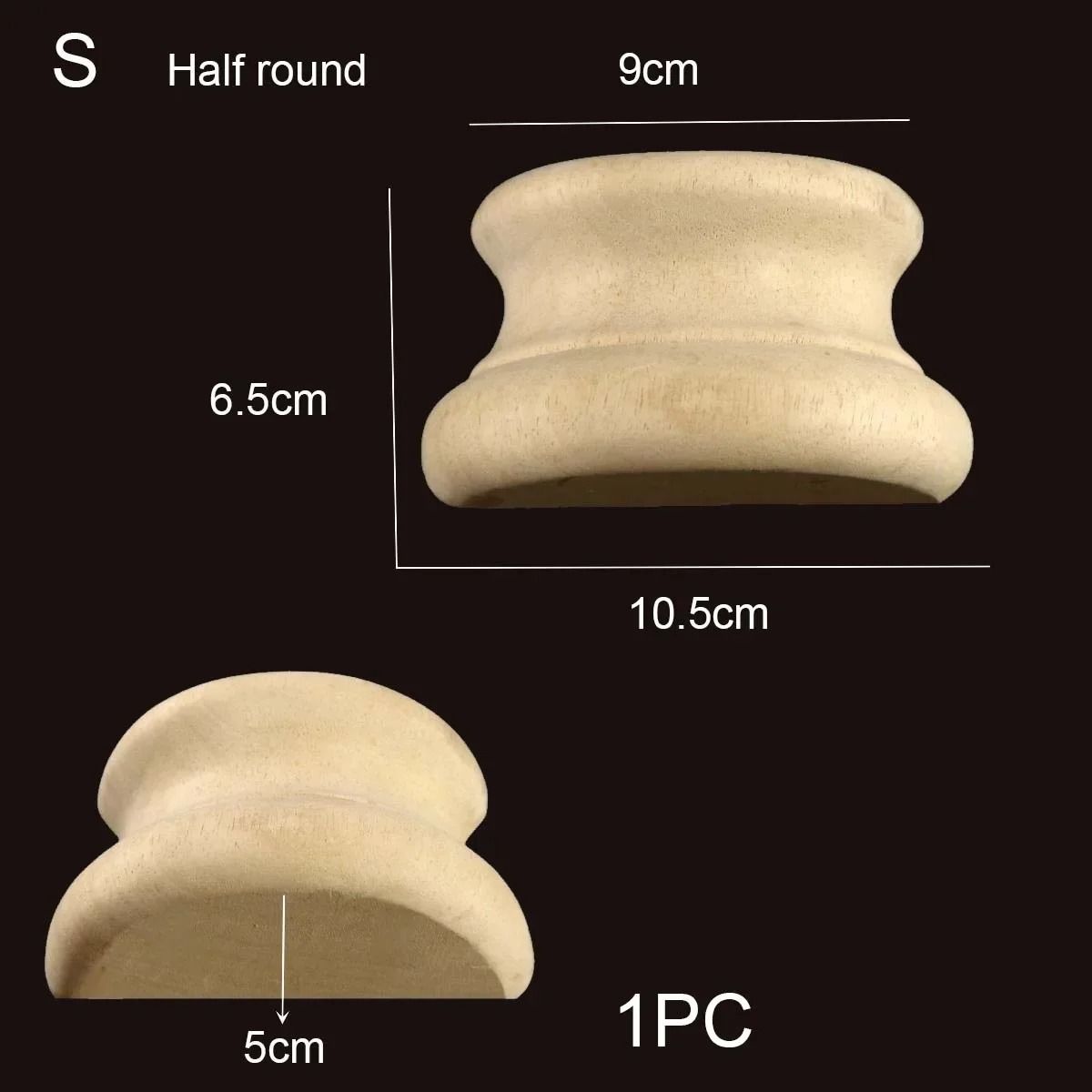 Half Round Wood Column Cap Roman Carved Applique for Furniture Decor