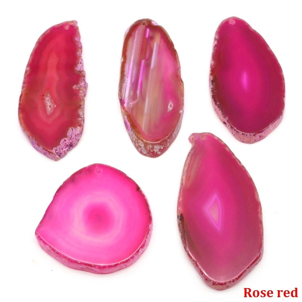 Natural Agate Geode Slice Pendant Crystal Decor for Jewelry and Home