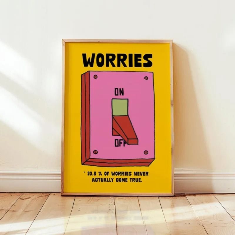 Colorful Mental Health Poster Inspirational Quote Wall Art Retro Cartoon Print