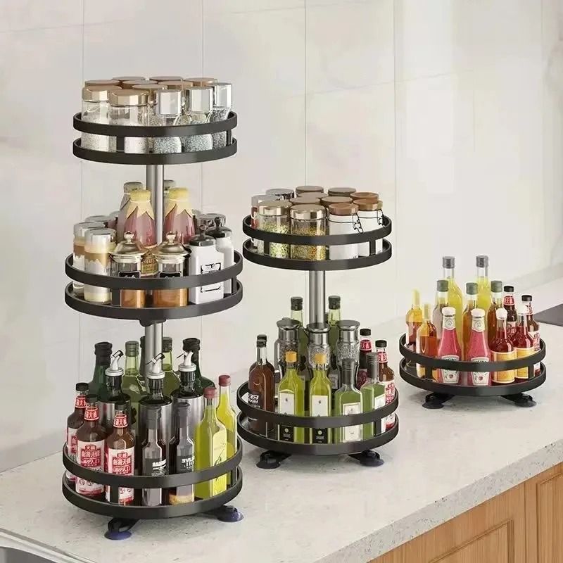 360 Rotating Kitchen Organizer Turntable Spice Storage Rack | Inspire ...