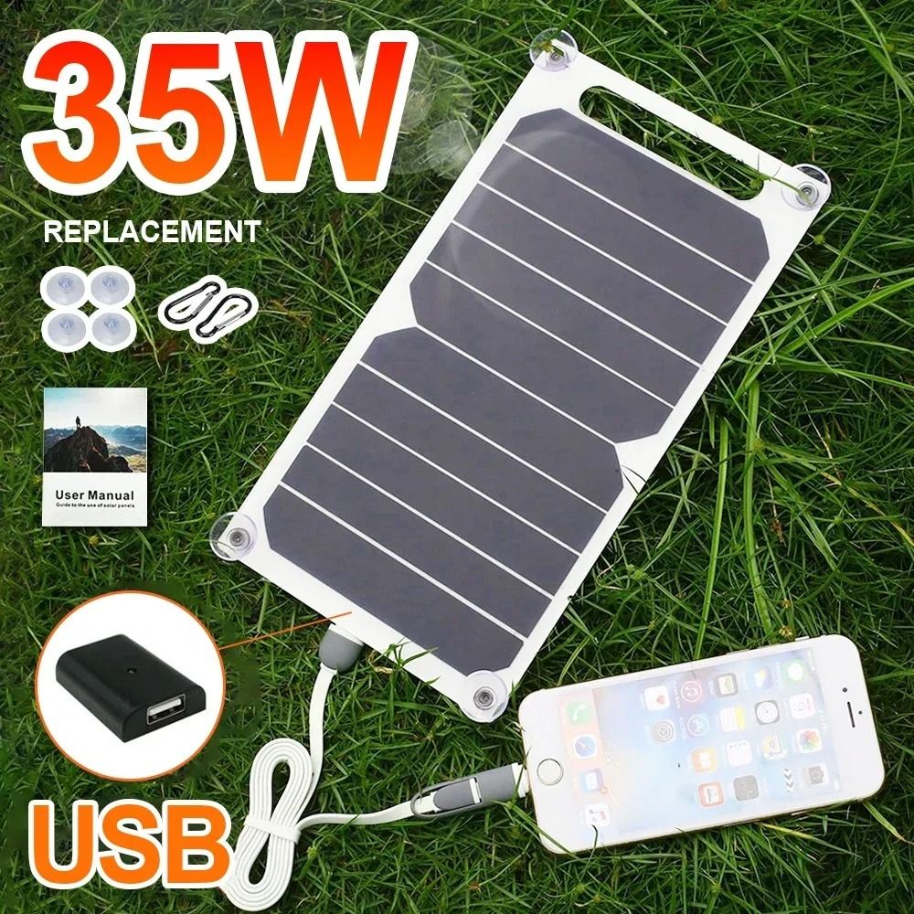 Portable Solar Panel Charger 35W USB Outdoor Power Bank Charger