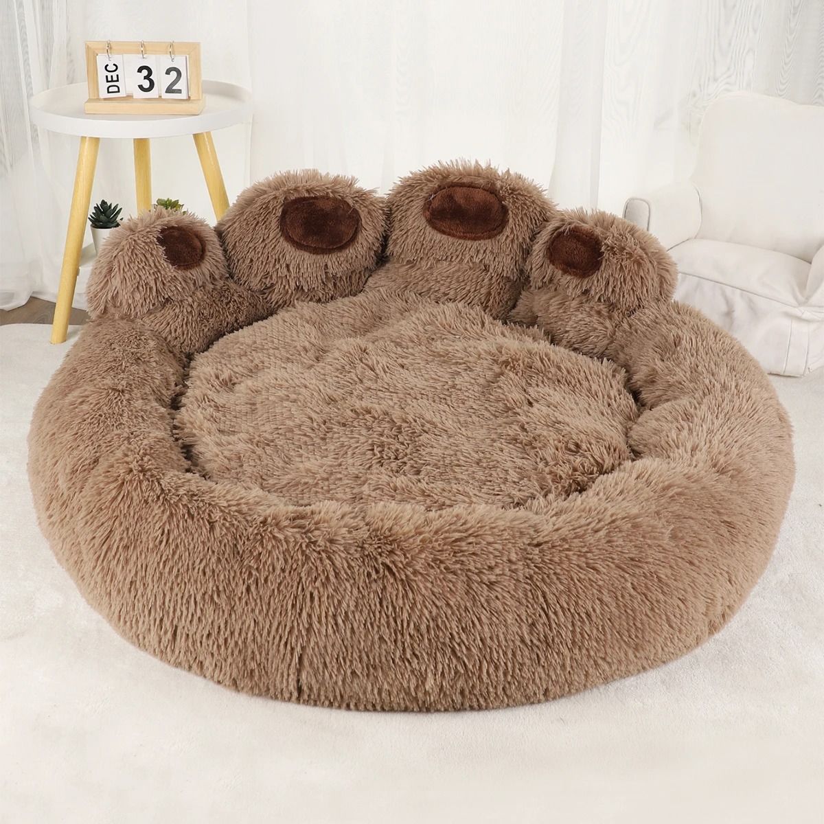 SnuggleNest Fluffy Dog Bed Warm Pet Sofa Basket for Dogs and Cats