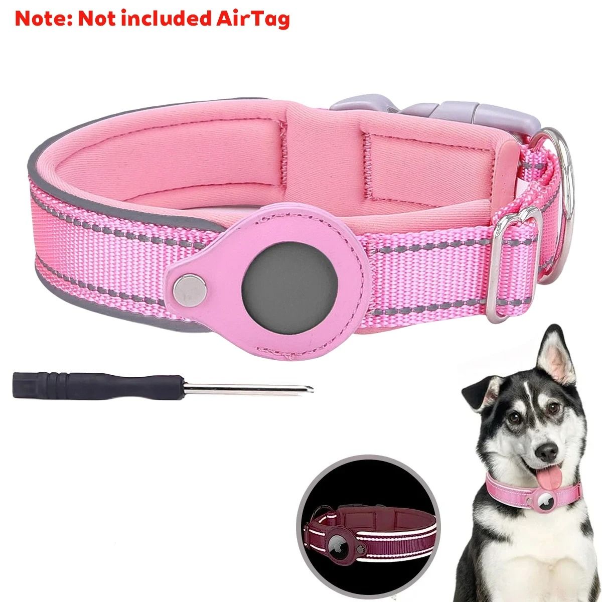 SafeTrack Reflective Airtag Dog Collar Waterproof Pet Tracking Collar