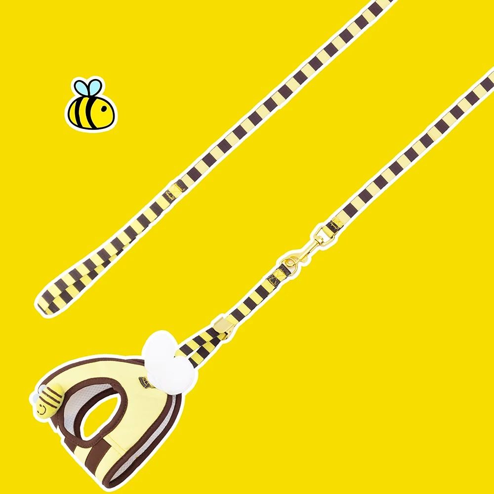 Cute Bee Dog Harness and Leash Set Soft Breathable Vest for Small Dogs and Cats