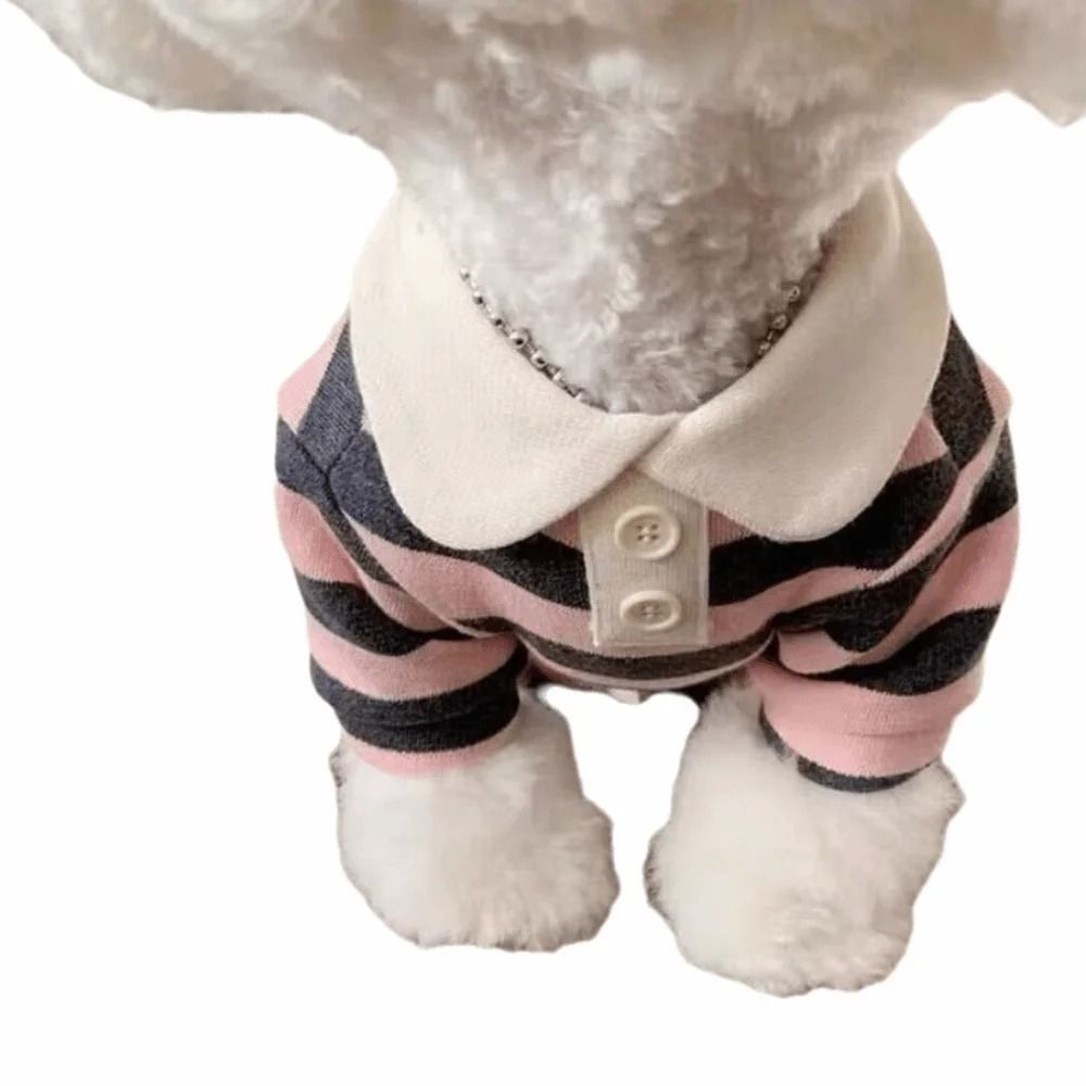 Fashion Dog Striped Shirt Breathable Cooling Pet T Shirt with Collar Style Design
