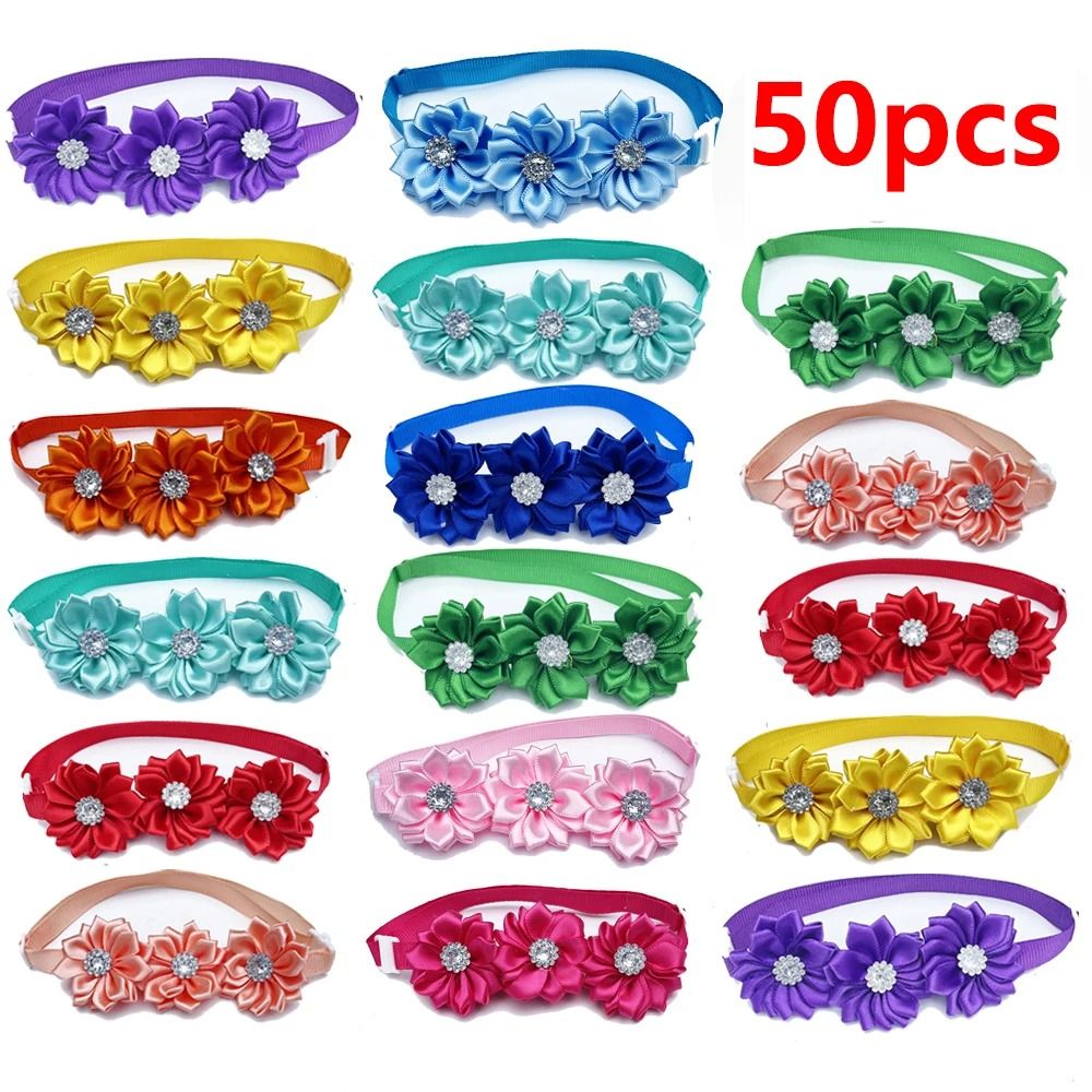 Dog Bow Tie Flower Collar Accessories for Small Dogs Cats and Puppies
