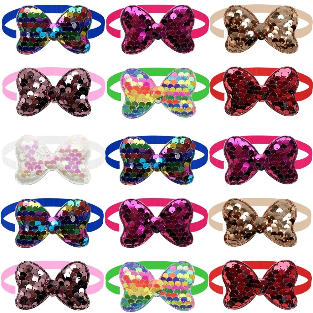 Sequin Pet Dog Bow Tie Collar Set for Puppy Grooming and Party Styling