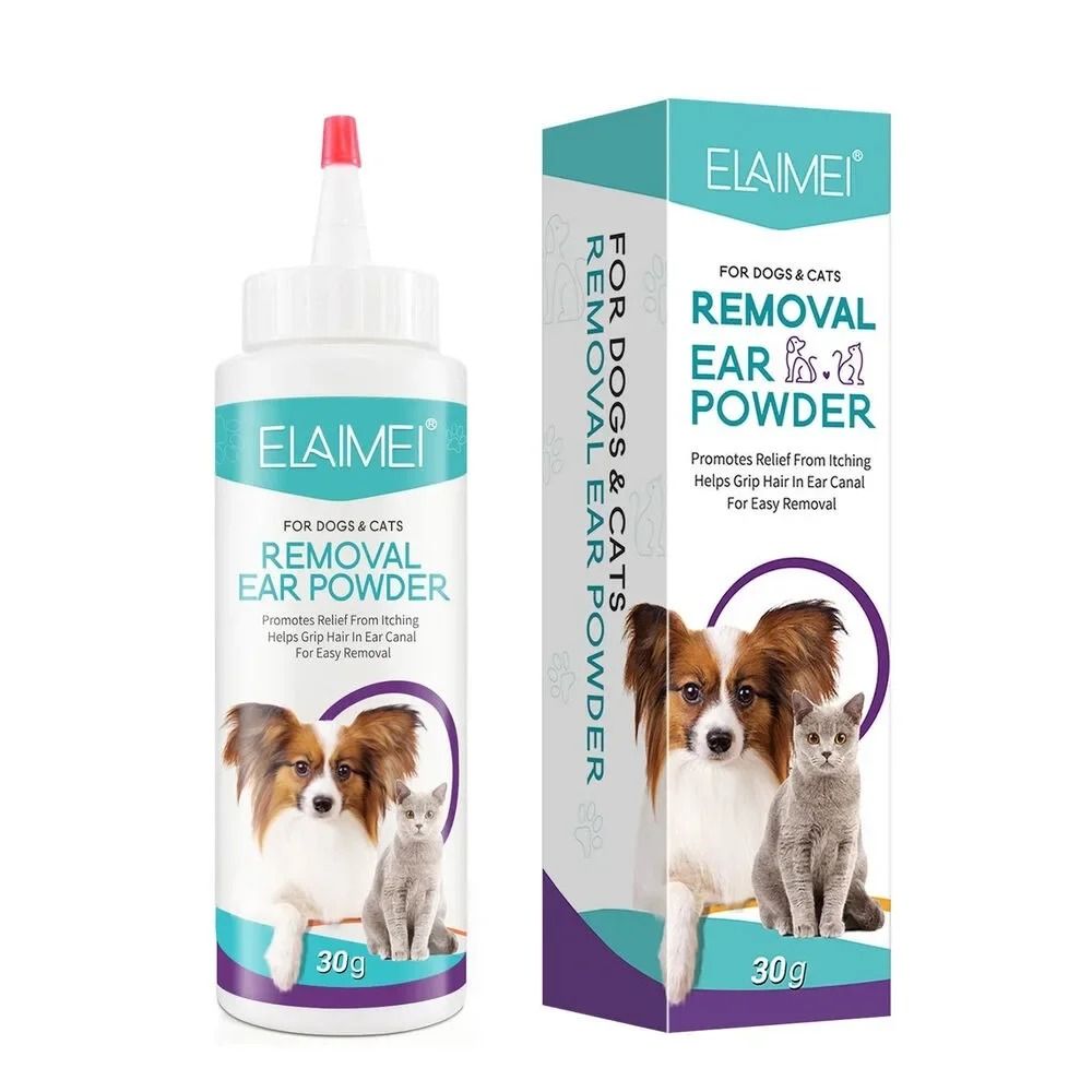 Pet Ear Powder for Dogs and Cats Easy Ear Hair Removal and Ear Care Support