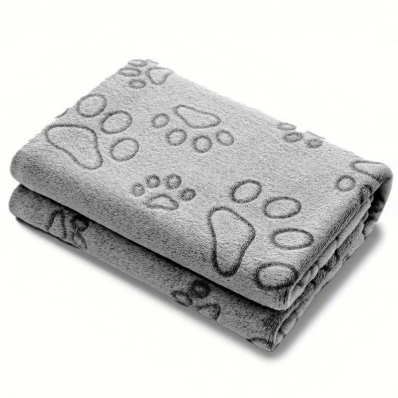 Cozy Plush Dog Paw Print Blanket Soft Flannel Pet Bed Mat for Cats and Small to Medium Dogs