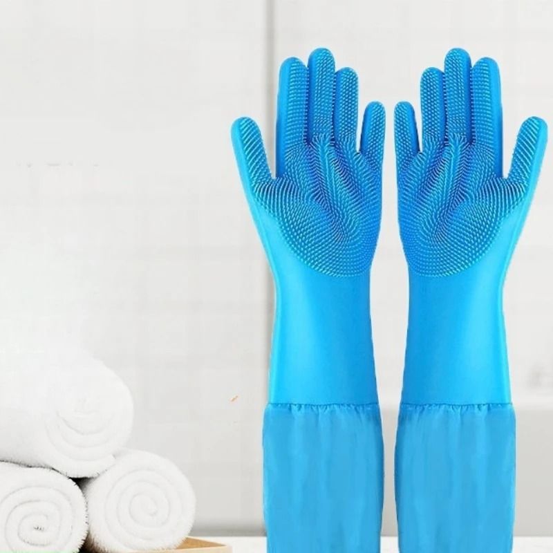 Extended Silicone Pet Grooming Gloves Hair Removal and Bathing Brush for Dogs and Cats