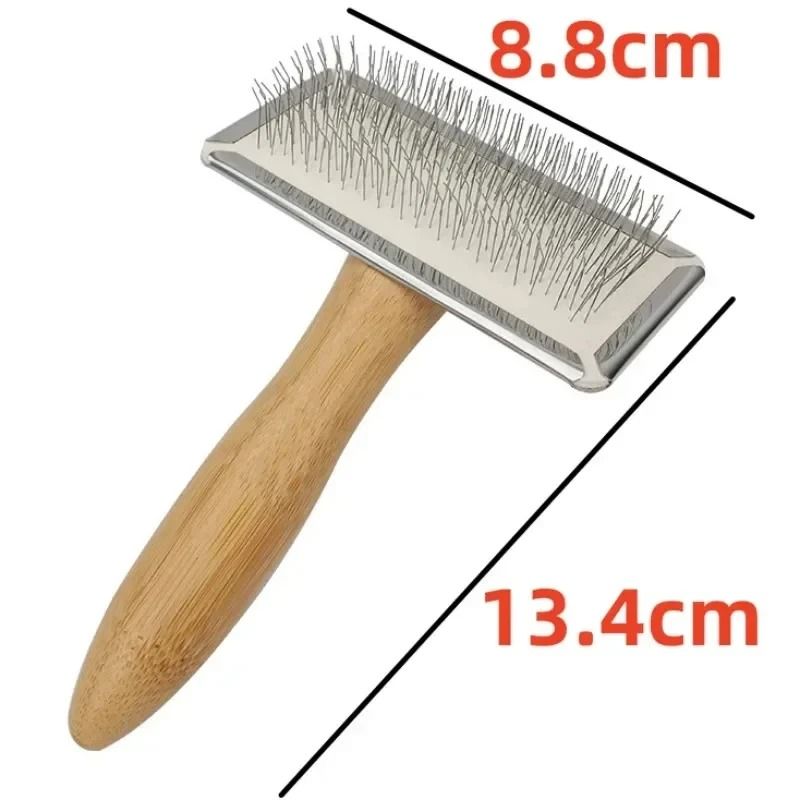 Solid Wood Pet Grooming Comb Stainless Steel Deshedding Brush for Dogs and Cats