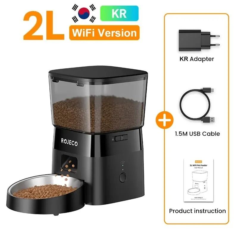 ROJECO 2L Automatic Cat Feeder WiFi Smart Pet Food Dispenser with Remote Control