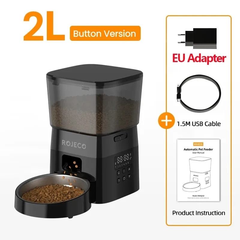 ROJECO Smart Automatic Pet Feeder for Cats and Dogs Dry Food Dispenser