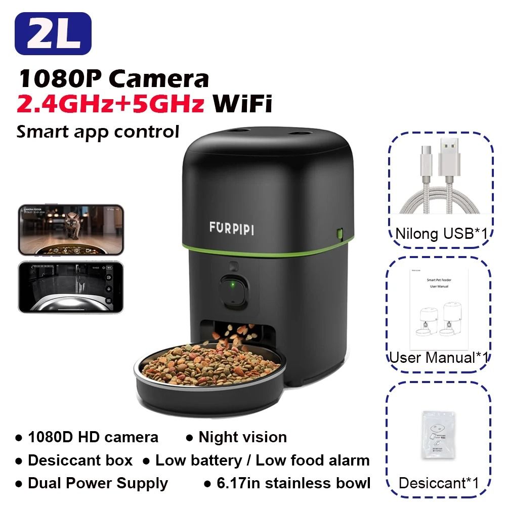 SmartView Automatic Cat Feeder with 1080P Camera and WiFi Pet Food Dispenser