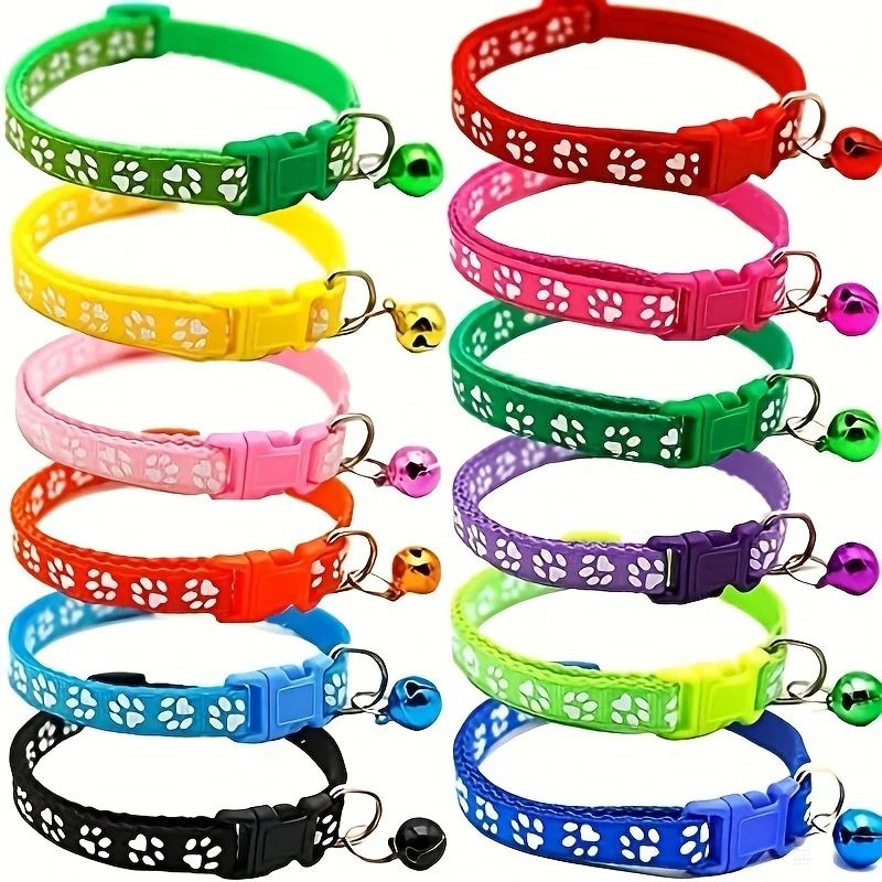 Adjustable Soft Puppy Whelping Collar Set with Bells and ID Tags