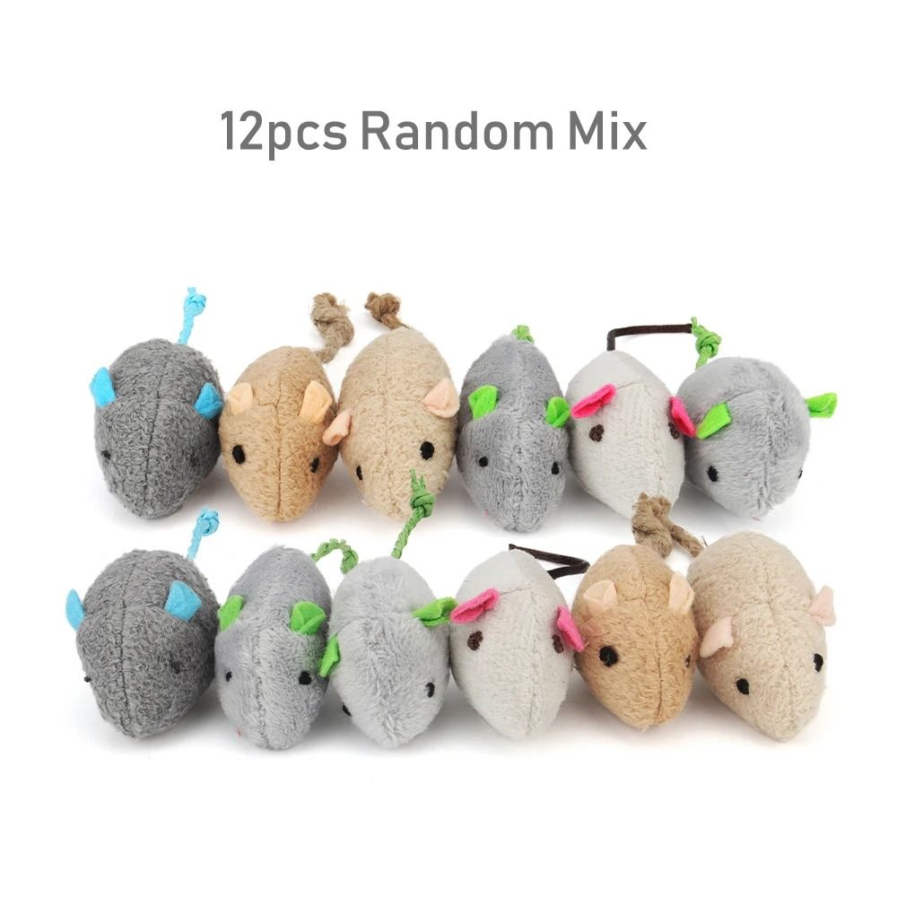Interactive Catnip Plush Mouse Toy Set for Kittens and Cats