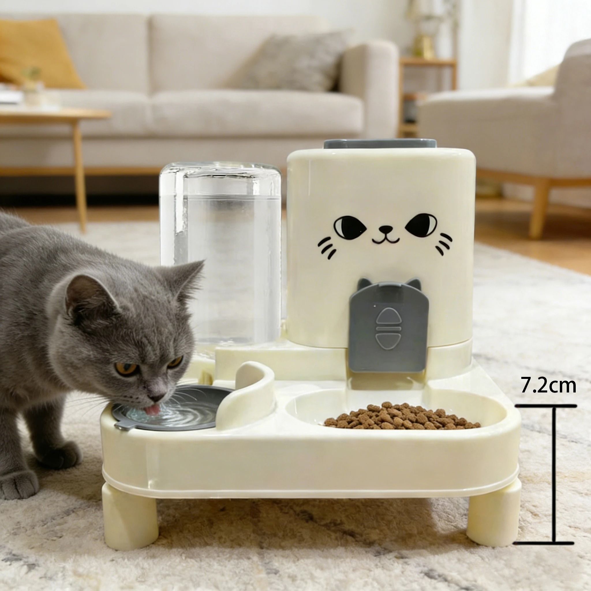 Automatic Gravity Cat Feeder and Water Dispenser Large Capacity Spill Proof Pet Feeding Station