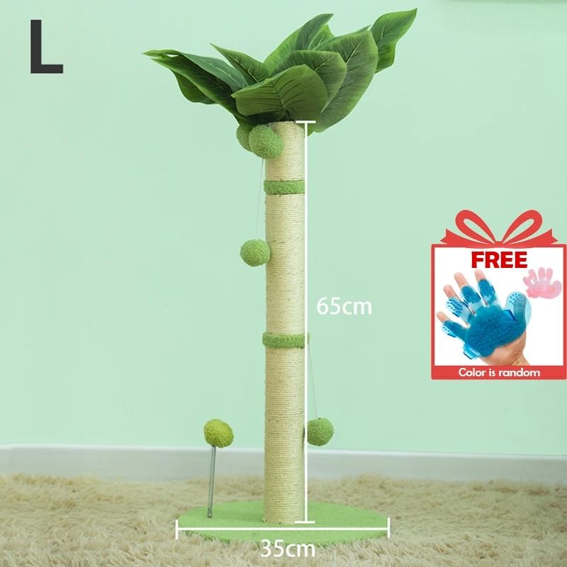 65cm Cat Scratching Post Sisal Scratch Tree with Interactive Ball Toys for Indoor Cats