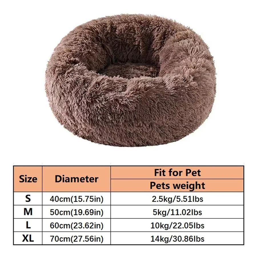 Soft Plush Calming Pet Bed Round Faux Fur Donut Bed for Cats and Small Dogs