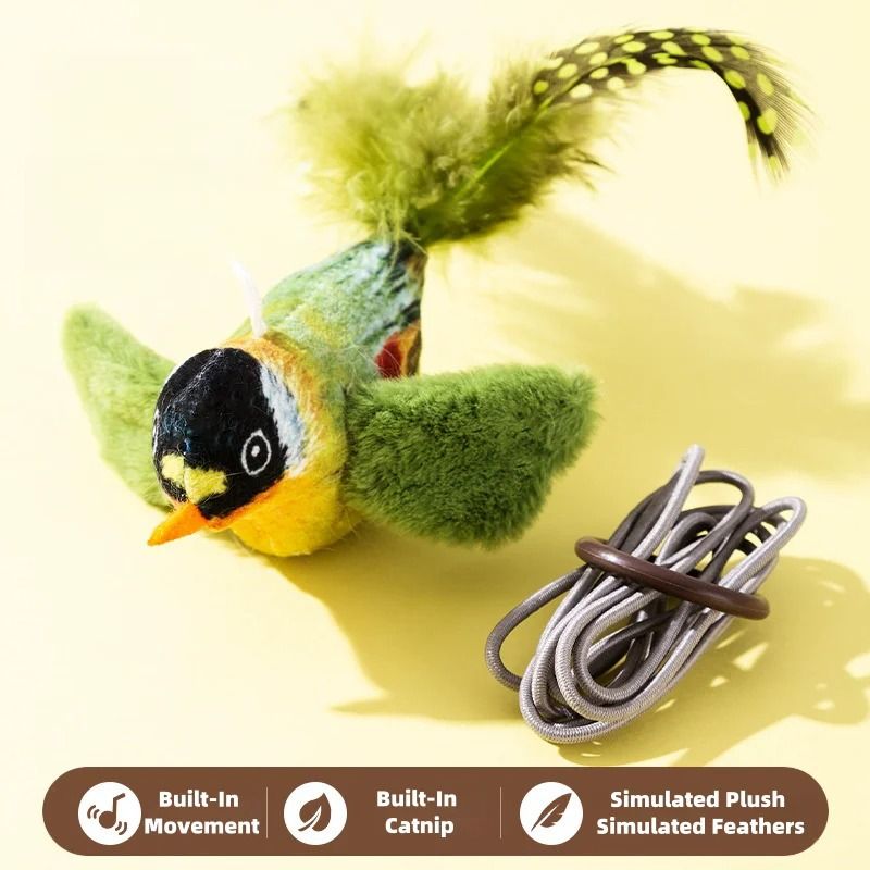 Interactive Catnip Bird Toy Plush Cat Toy with Realistic Bird Sound for Indoor Cats