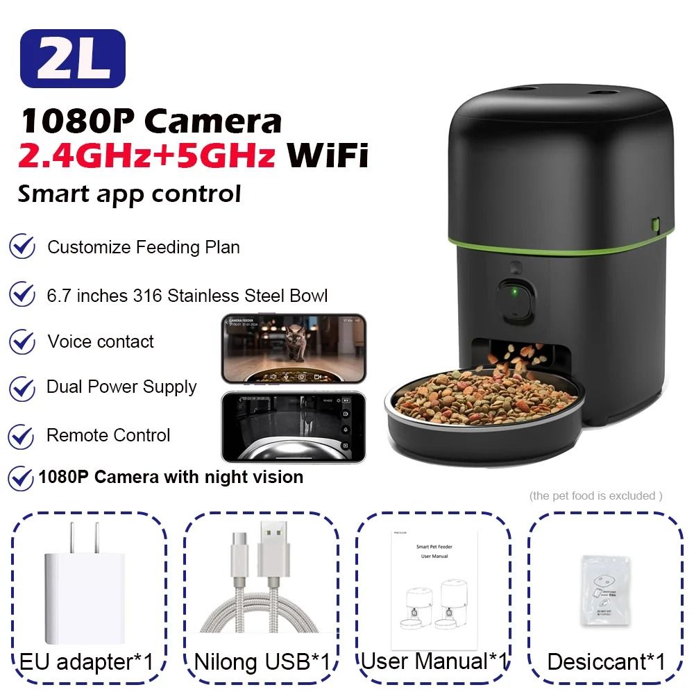 Smart Automatic Cat Feeder with Camera WiFi App Controlled Pet Food Dispenser