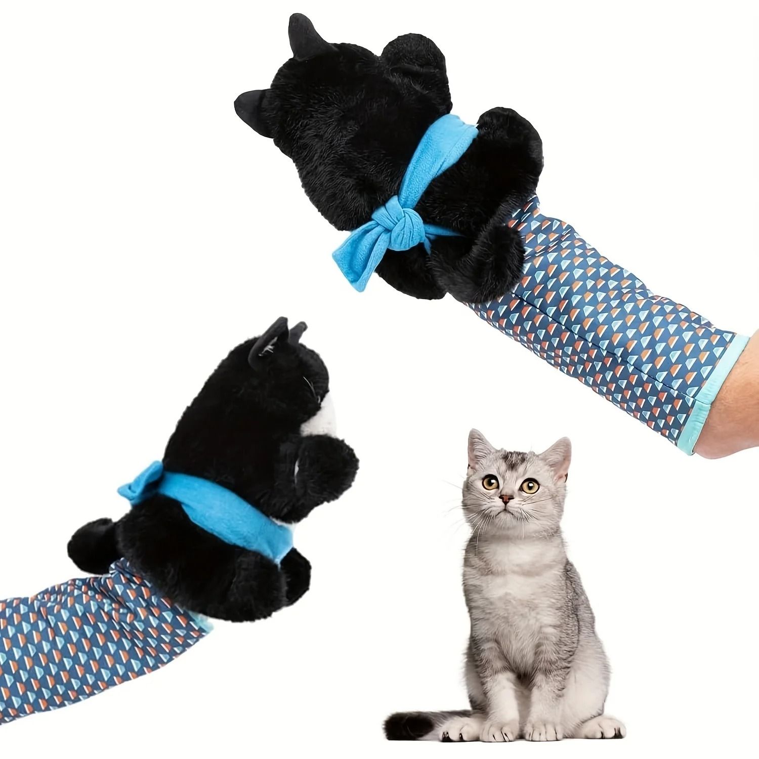 Interactive Cat Wrestling Puppet Plush Toy with Poseable Limbs for Indoor Play
