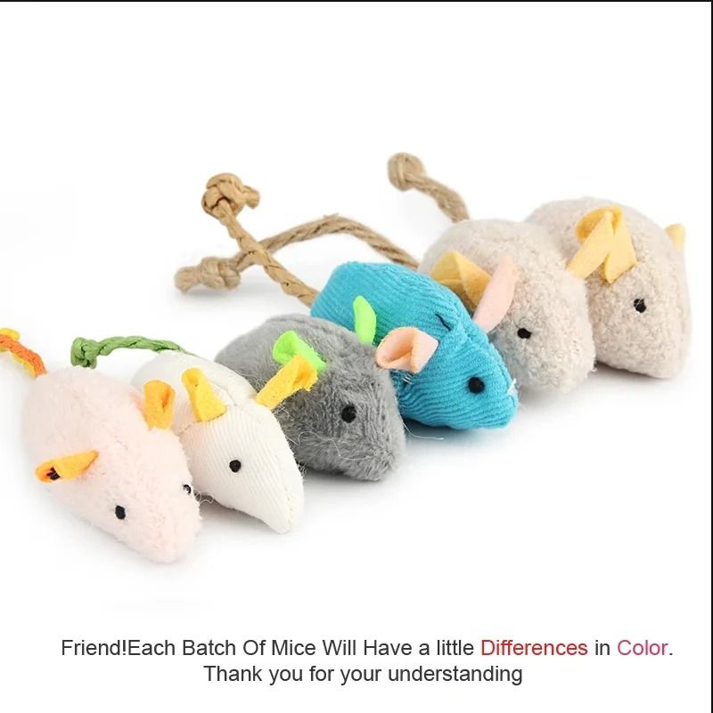 Interactive Plush Rat Cat Toy Durable Linen Mouse Toy for Indoor Cats and Kittens