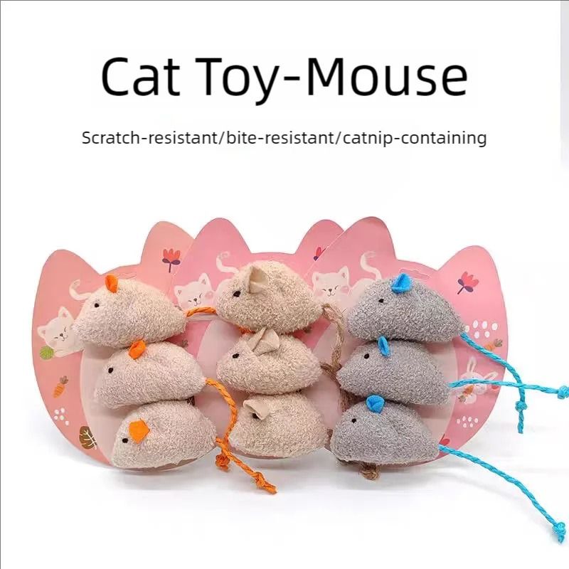 Catnip Plush Mouse Cat Toy for Kitten Chasing Chewing and Indoor Play