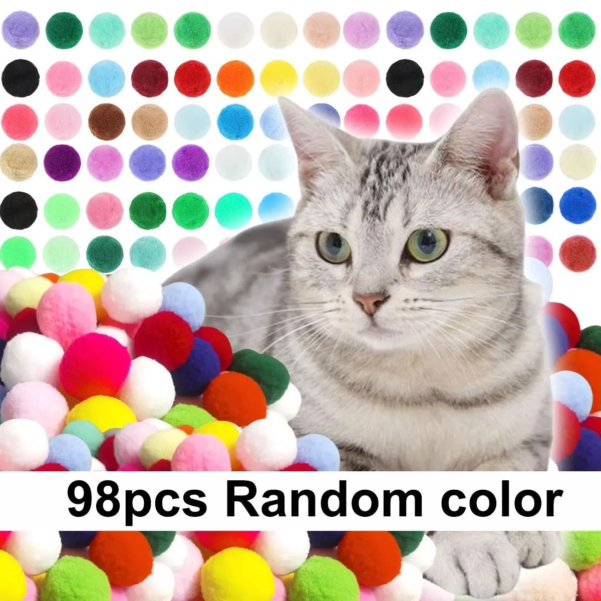 Colorful Plush Cat Toy Balls Bulk Pack for Interactive Training Chewing Chasing Indoor Play Fun
